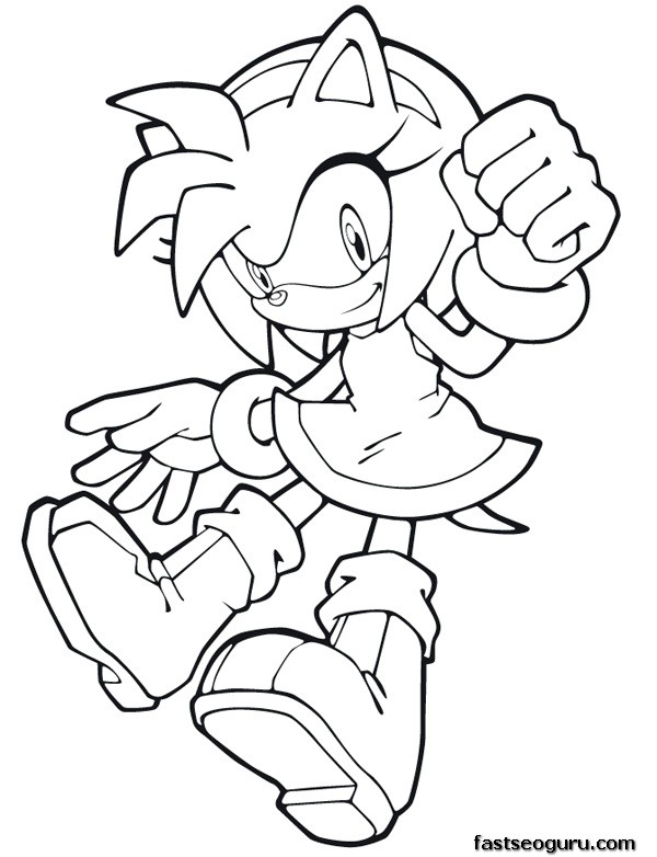 Printable Sonic the Hedgehog  Amy Rose Coloring in sheets